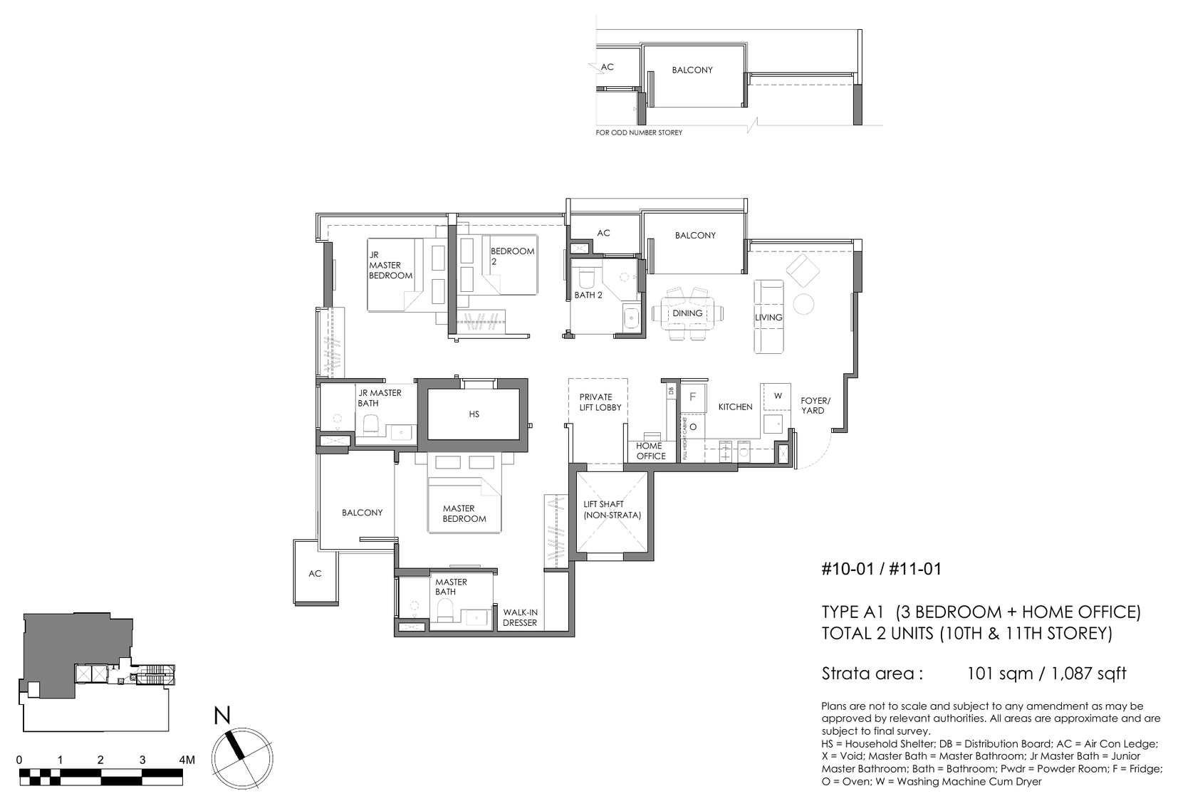 3-Bedroom + Home Office · Type A1